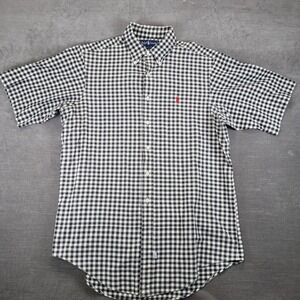 Ralph Lauren Y2K Gingham‎ Shirt Short Sleeve Button Up Preppy Mens Large